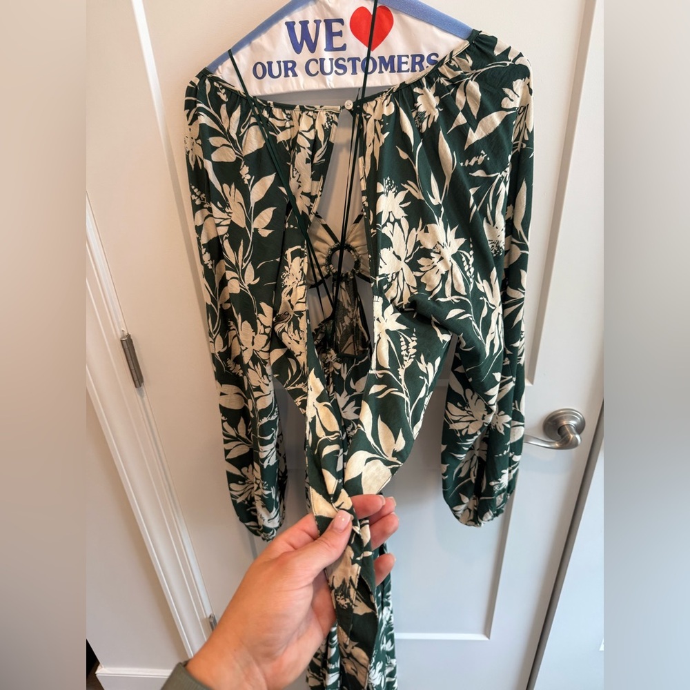 Abercrombie & Fitch Green and Cream Floral Dress - Picture 8 of 12